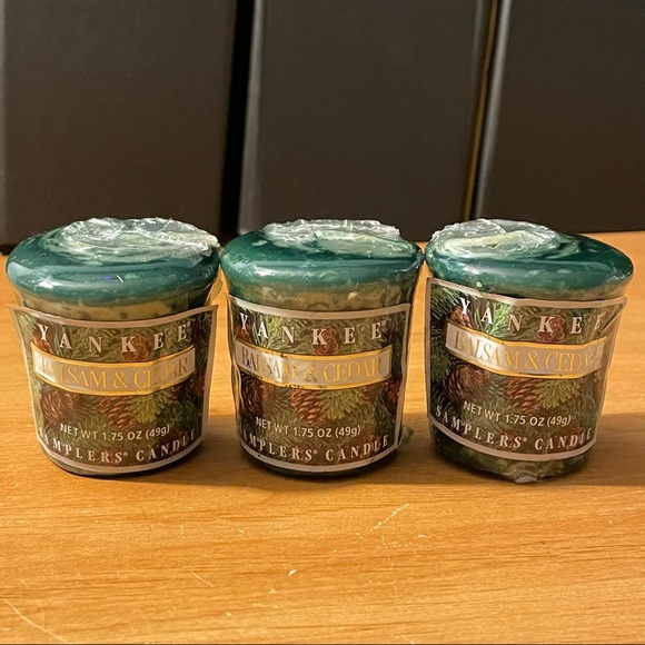 3 YANKEE CANDLE BALSAM & CEDAR VOTIVE CANDLES